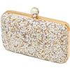 CORIOS Donna Oro Elegante Clutch da Sera con Catena Borsa a Spalla Borsa a Mano per Cocktail Festa Ballo Cerimonia 20 x 5.5 x 12 cm