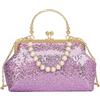 CORIOS Borsetta da Sera con Paillettes Donna Clutch con Perline Pochette Piccolo con Catena Elegante Borsa a Spalla Borsa Sposa Borsa a Tracolla Retro Borse Messenger per Ballo Cocktail Festa Viola