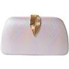 CORIOS Borsetta da Sera Donna Borsa a Mano con Fibbia a Foglia Chiusura Clutch Piccolo con Catena Borsa a Tracolla Borsa a Spalla Elegante Pochette per Cocktail Festa Ballo Cerimonia Bianco