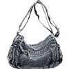CORIOS Borsa a Tracolla in Denim da Donna Borsa a Spalla in Jeans Retro Borsa a Mano Grande Capacità Borsa per la Spesa Leggero Borse Messenger Casuale Lavoro Shopping Viaggi Tote Blu