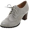 Generisch Oxford, scarpe stringate da donna, vintage, da lavoro, con lacci, in pelle, con tacco