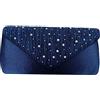 CORIOS Clutch Pochette da Sera Donna con Strass e Catena Elegante - Borsa Messenger a Tracolla per Cerimonia, Sposa, Cocktail, Festa, Ballo - Blu Scuro