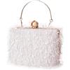 CORIOS Borsetta da Sera con Nappina Donna Strass Clutch Pochette Piccolo con Catena Borsa Scintillante Elegante Borsa a Tracolla Borsa Sposa Perle Borsa a Spalla per Cocktail Festa Party Bianco