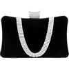 CORIOS Borsetta da Sera Donna Velluto Pochette Strass Cerimonia Clutch Borsa a Tracolla Borsa Sposa Pochette Piccolo con Catena Elegante Borse Messenger per Cocktail Festa Cerimonia Ballo Nero