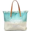 CORIOS Borsa a Mano in Tela Alta Capacità Borsa Spiaggia Bohemien Borse Tote Casuale Borse a Tracolla con Nappe Borse a Spalla Donna per Viaggio Vacanza Uso Quotidiano Azzurro