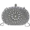 CORIOS Borsetta da Sera Donna Strass Clutch Cerimonia Borsa a Spalla Pochette Piccolo con Catena Elegante Borsa a Tracolla Borse Messenger per Cocktail Festa Cerimonia Ballo Argento