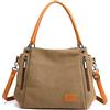 CORIOS Retrò Borsa a Mano Donna Borsa a Spalla in Tela Multifunzione Borsa a Tracolla Alta Capacità Borse Messenger Casuale Borse Tote per Shopping Lavoro Viaggi Scuola Uso Quotidiano Marrone