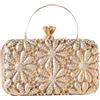 CORIOS Borsetta da Sera da Donna Strass Fiore Clutch Paillettes Borsa a Mano Pochette Piccolo con Catena Elegante Borsa a Spalla Borsa a Tracolla per Cocktail Festa Ballo Cerimonia Oro