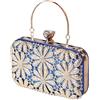 CORIOS Borsetta da Sera da Donna Strass Fiore Clutch Paillettes Borsa a Mano Pochette Piccolo con Catena Elegante Borsa a Spalla Borsa a Tracolla per Cocktail Festa Ballo Cerimonia Blu