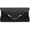 CORIOS Clutch Bag con Paillettes Pochette Piccolo con Catena Borsa Cerimonia Bling a Tracolla Elegante Messenger per Cocktail Festa Ballo Cerimonia Nero