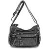 CORIOS Vintage Borse Messenger da Donna Borsa a Spalla in Jeans Borsa a Tracolla in Denim Retro Borsa a Mano Tote con Molte Tasche para Lavoro Shopping Viaggi Nero
