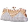 CORIOS Pochette Donna Strass Clutch Borsetta da Sera con Catena Scintillante Elegante a Spalla e Tracolla per Cocktail Festa Ballo Cerimonia Argento
