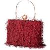 CORIOS Borsetta da Sera con Nappina Donna Strass Clutch Pochette Piccola con Catena Scintillante Elegante a Tracolla Sposa Perle per Cocktail Festa Party Rosso Scuro