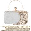 CORIOS Borsetta da Sera Donna Strass Clutch Elegante Pochette Piccolo con Catena Borsa a Mano Borsa a Spalla Borsa a Tracolla Borse Messenger per Cocktail Festa Ballo Cerimonia D'argento