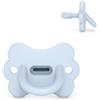 Suavinex, ciuccio interamente in silicone, per neonati 6/18 mesi, blu soft | Con tettarella fisiologica SX Pro, simmetrica, piatta e flessibile, rispetta lo sviluppo orale, molto morbida, Butterfly