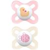 MAM Original Start Succhietto 0-2 mesi, Set da 2 ciucci, Rosa/Neutro | Con porta ciuccio sterilizzatore portatile, Tettarella ortodontica in caucciù naturale, Mascherina curva, Senza BPA/BPS