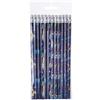 LG-Imports Set di 12 matite con gomma da cancellare, spazio spaziale, 19 cm