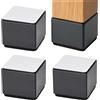 Relaxdays Rialzo mobili, 4 pz., quadrato, 5x6x6 cm, nero | acciaio al carbonio, autoadesivo, feltro, piedini max. 500 kg