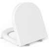 YEAUPE PRO Tavoletta WC Forma D Lungo Urea-Formaldeide con Maniglia, Bianco | Copriwater WC con chiusura ammortizzata e sgancio rapido a pulsante, testato 150 kg, 42,5 x 36,3 cm per WC Forma D