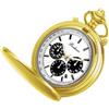 BOSHIYA Orologio da tasca multifunzione con cronometro, calendario, argento, oro, nero, con cinturino