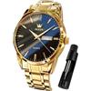 OLEVS Orologio da uomo quadrato di lusso automatico a carica automatica scheletro marrone traspirante cinturino in pelle vestito multi-calendario impermeabile fasi lunari elegante regalo adatto