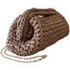 DUST/ROSE Borsa Clutch all'Uncinetto in Lycra Tortora, 26x16x15 cm, Fatta a Mano in Italia, con Catena Dorata Removibile da 1 Metro