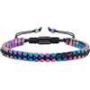 bySantana Bracciale Uomo Ematite Perle Cubiche, Pietra Naturale Regolabile | Regolabile, Impilabile, Perle 3mm, Doppia Fila di Perle Intrecciata, Metallico, Robusto & Leggero, Con Scatola Regalo