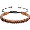 bySantana Bracciale Uomo Ematite Perle Cubiche, Pietra Naturale Regolabile | Regolabile, Impilabile, Perle 3mm, Doppia Fila di Perle Intrecciata, Metallico, Robusto & Leggero, Con Scatola Regalo