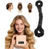 BONNET QUEEN XL Large Bigodini Morbidi per Dormire Satin Bigodino Lungo per Boccoli Arricciacapelli Senza Calore Hair Curler Heatless Curls con Scrunchie, Grandi, 1PZ, Nero