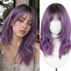 Esmee Parrucca Lunga Ondulata Medusa a Strati Viola Frangia-18IN