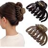 HORREX 2 Pezzi Mollettone Capelli Donna per Capelli Spessi e Sottili (C) | Pinza Capelli Donna Vintage, Pinze per Capelli Grandi Antiscivolo per Donne e Ragazze, Rosso‑Marrone e Colore Latte di Tè