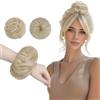 FESHFEN Mini Chignon per capelli Doppio Posticci per Donna, 2 Pezzi Biondo | Chignon Finto Capelli Sintetici Naturale Resistenti al Calore, Volume Istantaneo per Feste Uso Quotidiano, Biondo Platino