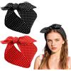 CERCTLA 2 Pezzi Fascia di Capelli a Pois, Fasce per Capelli in Filo Retrò, Retro Anni 1940 Fascia Bandana, Fascias Larga con Fiocchi per Donne e Ragazze(Rosso, Nero)