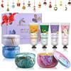 KIYTARBOO Cofanetto Idee Regalo Natale Donna Set, Confezione con Crema Mani 4 x 30 ml & Candele Profumate 4 x 80 g, per Compleanno, Mamma, Migliore Amica