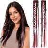 TESS Dreadlock Extension Capelli Clip in Boho 2 Pezzi Trecce Posticci Treccine Dreads Braids Donna 50cm 50g R1B/99# Rosso Bordeaux/Bianco