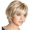 NMD&LR Parrucche Per Donne Capelli Sintetici, Capelli Corti Di Colore Biondo Dorato, Copricapo Per Parrucca Bob Ondulato E Soffice, Capelli Naturali Di Uso Quotidiano Adatti A Donne E Ragazze