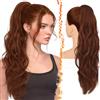 BARSDAR 63cm Sintetici Dual Medio Auburn Ondulati Coda di Cavallo Extension | Artiglio Clip & Coulisse Dual Use, Morbidi Ondulati, Aspetto Realistico, Silky Leggeri Voluminosi, Easy Wear,Tangle-Resistant