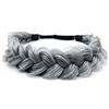 TOECWEGR Fascia con treccia di extension per capelli, accessorio di bellezza da donna e ragazza, classica treccia morbida e ampia, grigio argento