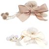 CoolChange Elegante set di fermagli per capelli in peluche, 2 pezzi, grandi fermagli per capelli, color crema, fiocchi e decorazioni per gioielli, 12 cm
