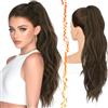 BARSDAR 63cm Sintetici Marrone Cioccolato Ondulati Coda Capelli Extension | Artiglio Clip & Coulisse Dual Use, Morbidi Ondulati, Aspetto Realistico, Silky Leggeri Voluminosi, Easy Wear,Tangle-Resistant