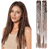TESS Dreadlock Extension Capelli Clip in Boho 2 Pezzi Trecce Posticci Treccine Dreads Braids Donna 50cm 50g R1B/4A# Mix Marrone Chiaro