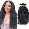 Salharer Ciocche di capelli veri da cucire, 3 ciocche di capelli umani ondulati ad acqua, 3 ciocche da 50 g/per capelli Remy, colore nero naturale #1B, da donna, 45, 45, 45 cm
