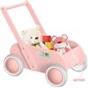 Itslife Girello per Bambini di Legno, Carrello Primi Passi Legno per Bambini e Bambine, Giocattoli Bambino 1 Anno con Spazio di Archiviazione, Primi Passi Regalo per Compleanno Natale, Rosa