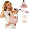 Sanilinwild Marsupio per neonati e bambini, ergonomico, comodo e leggero, per 3-20 kg, facile da indossare, ideale per genitori a mani libere, supporto lombare migliorato (fiore rosa)