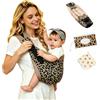 Sanilinwild Marsupio per neonati e bambini, ergonomico, comodo e leggero, per 3-20 kg, facile da indossare, ideale per genitori a mani libere, supporto lombare migliorato (leopardo)