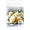 Afie 14-638 - Biglietto condoglianze in lutto, a forma di rose bianche, colore: beige, con busta, formato 12 x 19,5 cm, elegante e tradizionale