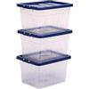 Bankers Box 22L scatole in plastica in confezione da 3, BPA-Free, con coperchi riciclati al 100%, impilabili, coperchio anti polvere, 24,5x32x40cm, ideali per organizzare la casa e l'ufficio