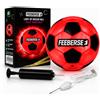 FEEBERSE Pallone da Calcio LED Misura 5, Pallone Calcio per Allenamento, Luce Rossa Integrata, Gomma Arancione 400-420 g, Camera d'Aria Rinforzata, con Pompa Inclusa per Gioco Giorno e Notte