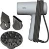 Braun Asciugacapelli Braun HD2.21, potente con diffusore e concentratore, Tecnologia IONTEC, motore da 2200W, 3 temperature e 2 velocità, bianco, BRHD235E