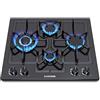 KOXKING Piano cottura a gas nero da 61 cm, fornello a gas naturale e propano a doppio combustibile integrato, piano cottura convertibile a 4 fuochi con protezione termocoppia